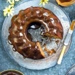 This gluten-free banana bundt cake with salted caramel is super-easy to make and tastes totally amazing! If gluten is not a concern you can replace the rice flour with all-purpose | Supergolden Bakes