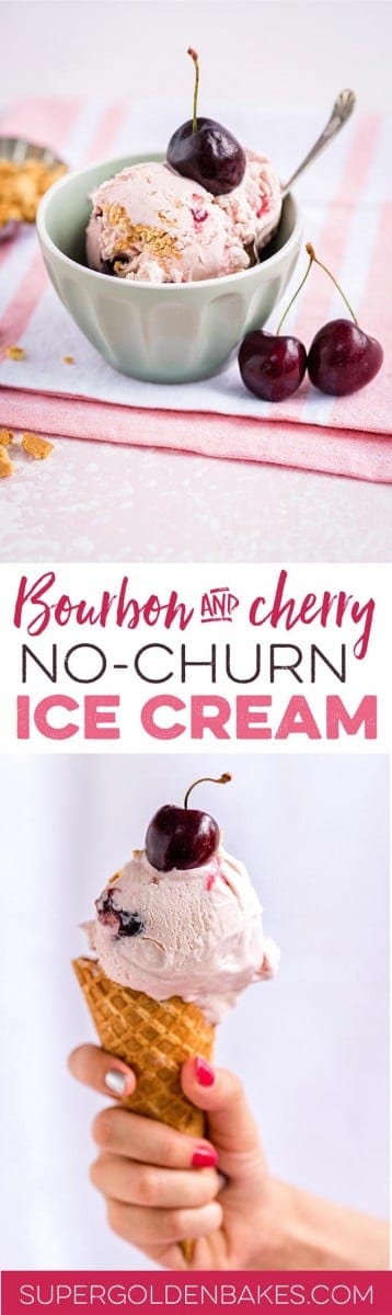 Bourbon cherry no-churn ice cream – incredibly easy to make, super creamy and delicious! | Supergolden Bakes