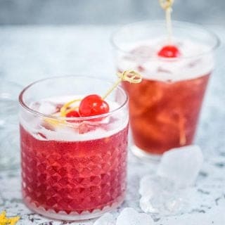 The Cherry Bomb brings bourbon and cherry brandy together and it is a marriage made in heaven. A thoroughly delightful cocktail :) #bourbon #cocktailrecipe