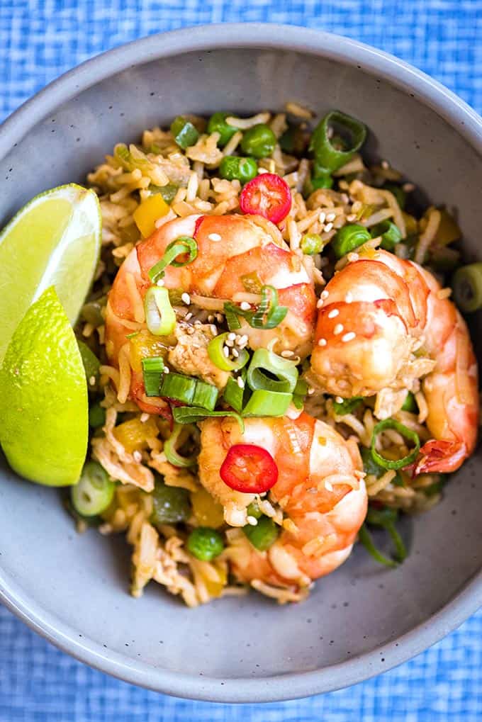 Making this 10 minute shrimp fried rice could not be quicker or easier and it tastes miles better than takeaway. An excellent midweek meal that's sure to become a family favourite.