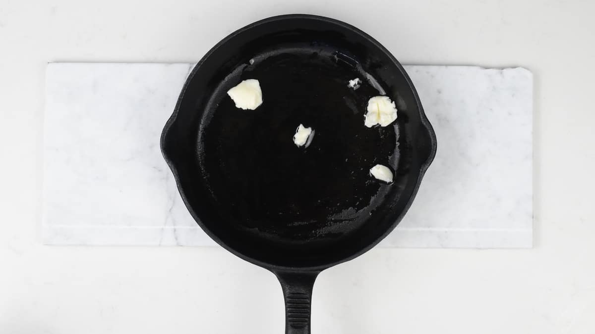 Small cast iron skillet with vegetable shortening