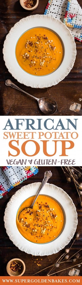 This vegan African sweet potato soup is hot, spicy and packed with flavour | Supergolden Bakes #soup #vegan #glutenfree