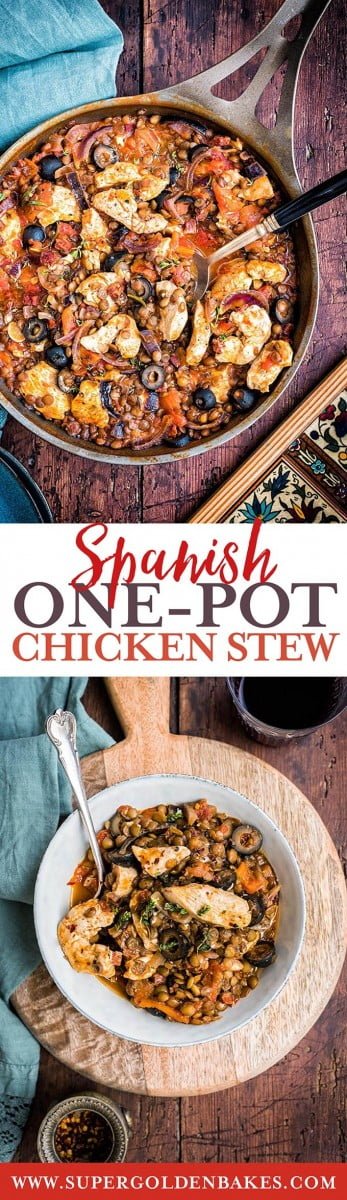 This one-pot Spanish chicken, chorizo and lentil stew is such a perfect comfort food for the colder weather and ready in 30 minutes. #chicken #stew #quickmeal