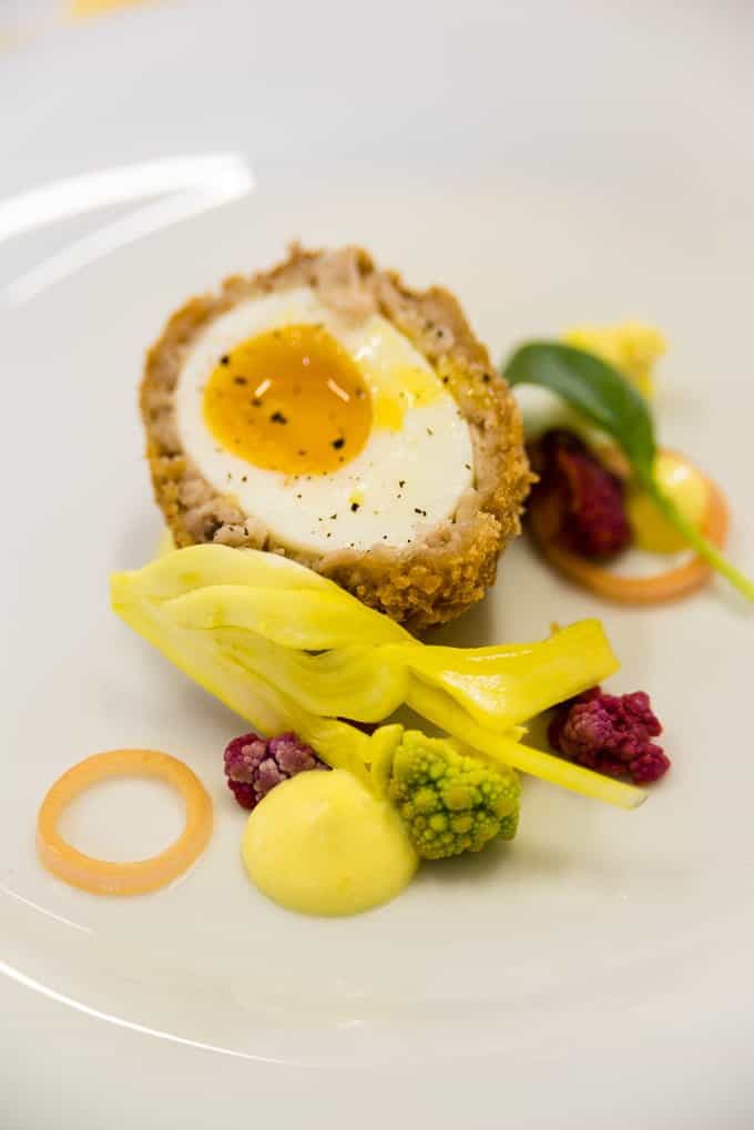 The perfect Scotch egg with pickled veggies