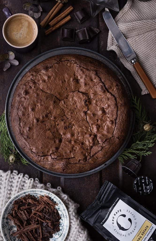 Brownies baked in a round pan