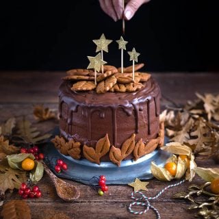 This vegan chocolate gingerbread layer cake is perfect for the holidays and a spectacular celebration cake any time of the year.