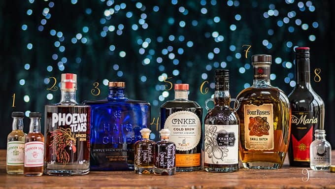 A selection of spirits suitable for Christmas gifting