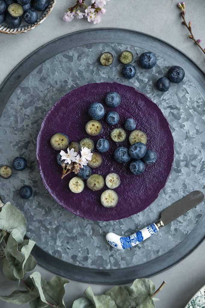 This raw vegan blueberry smoothie cake is packed with wholesome ingredients
