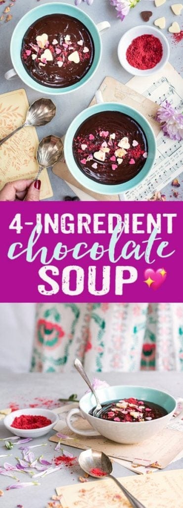 This indulgent four-ingredient chocolate soup will seduce chocolate lovers any time of the year! You only need four ingredients to create this delicious dessert