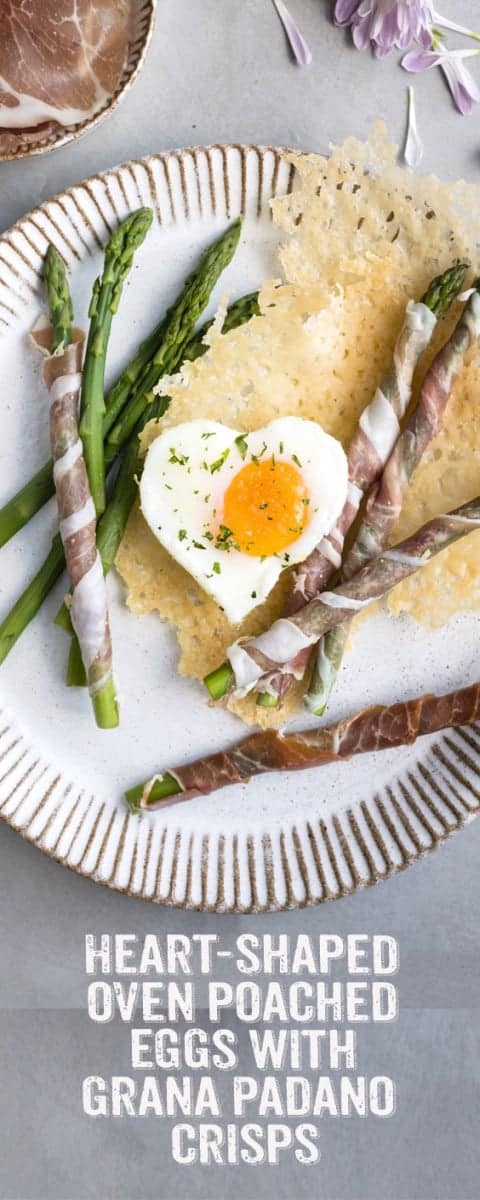 Surprise your Valentine with this romantic breakfast of heart-shaped oven-poached eggs served with Grana Padano crisps and Prosciutto di San Daniele asparagus soldiers ❤️