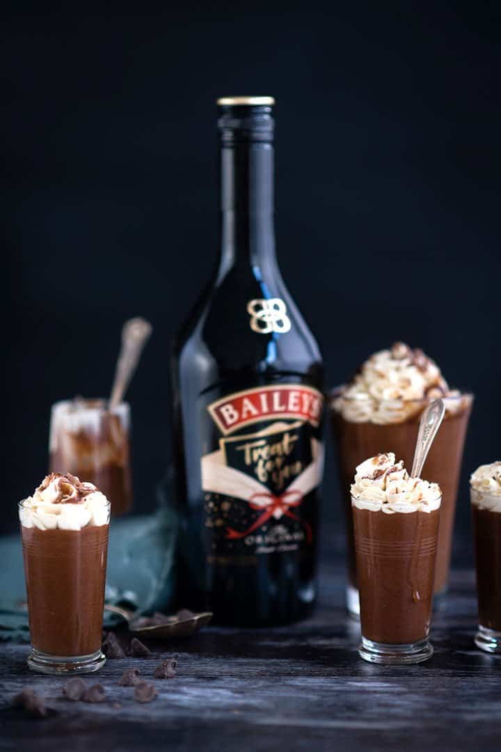Small glasses of Baileys chocolate mousse