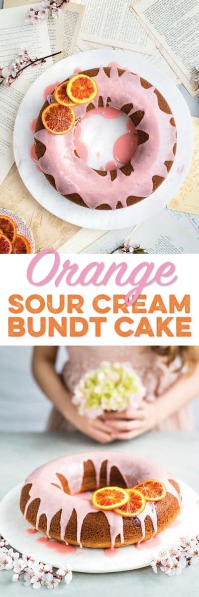 Blood orange and sour cream bundt cake