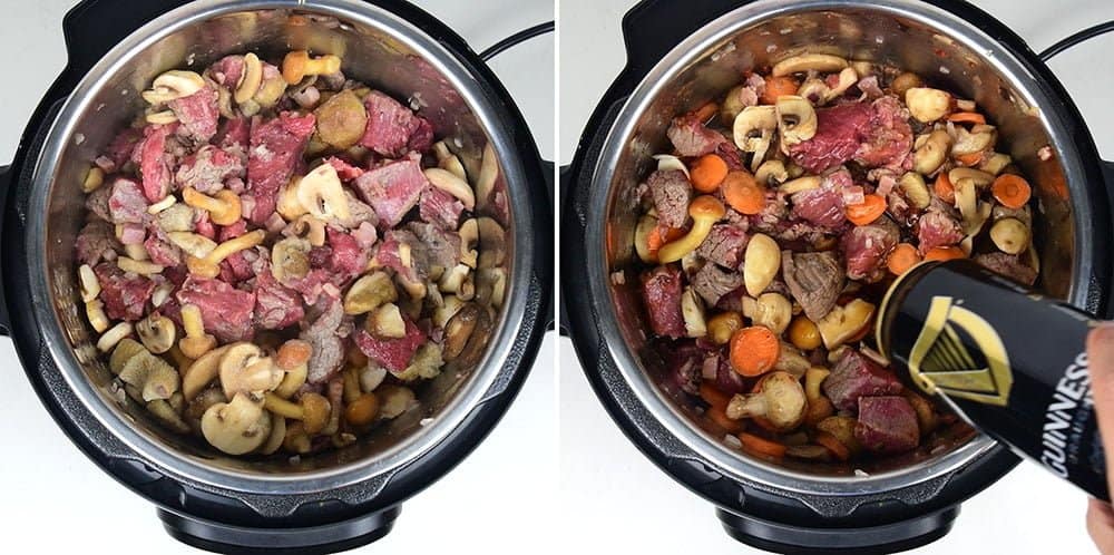 Making pressure cooker Guinness beef stew