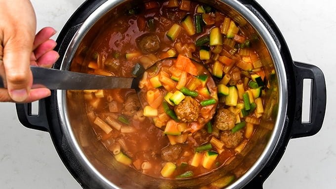 Your pressure cooker minestrone is ready