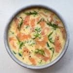 Frittata mixture in a small cake tin ready to be cooked