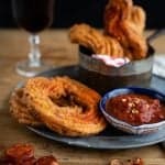 Savoury churros with tomato dipping sauce