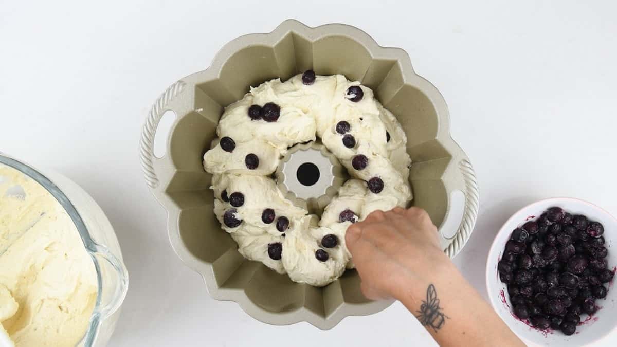 Layer blueberries over the batter