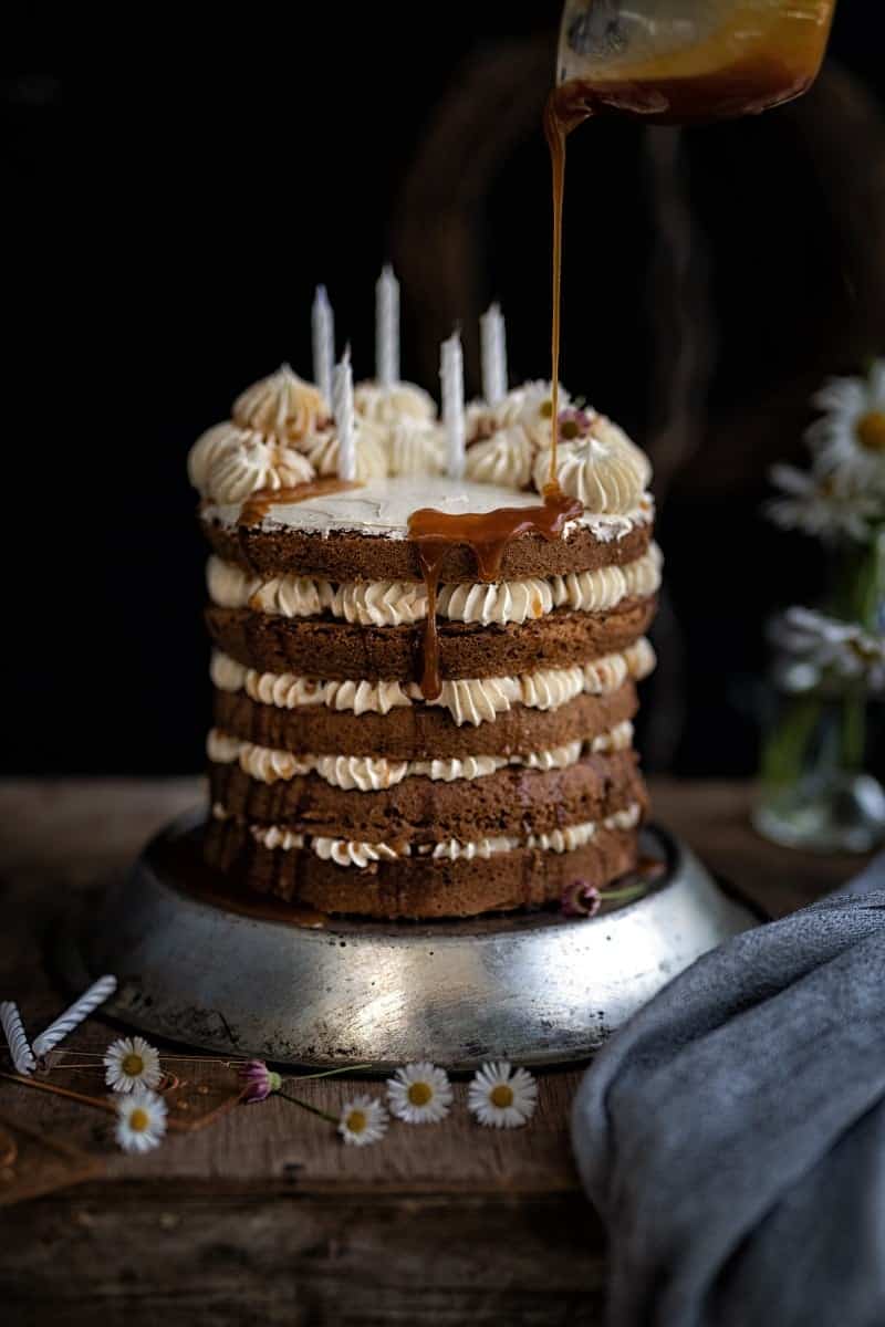 Earl Grey layer cake drizzled with caramel... 