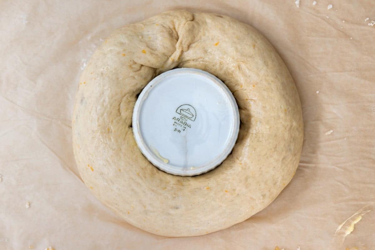Shape dough into a ring