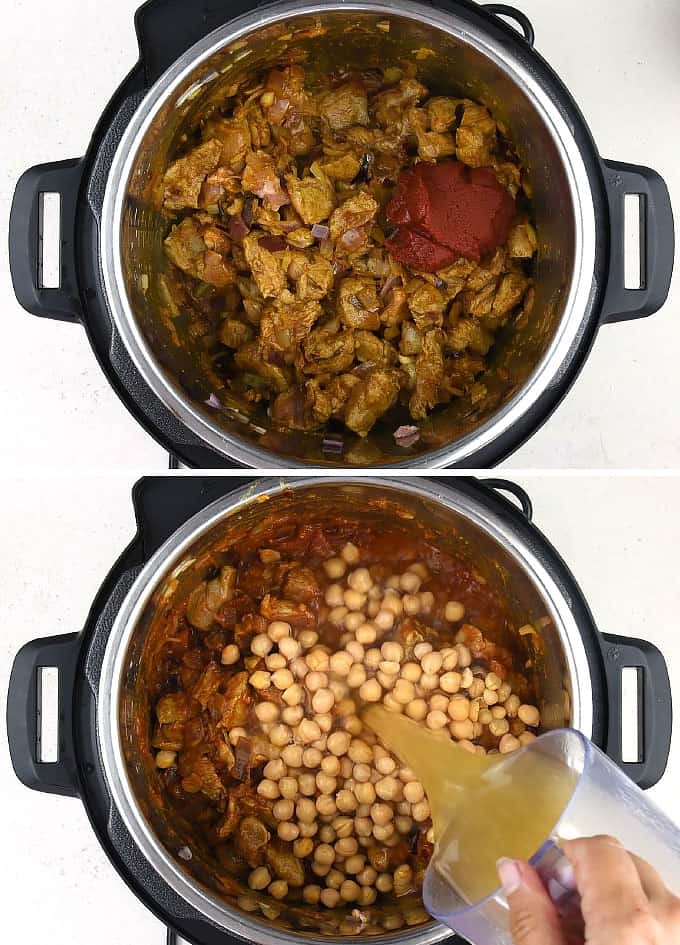 collage showing how to make lamb tagine in an Instant Pot