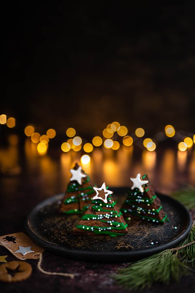 festive Christmas tree brownies