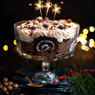 Chocolate trifle with sparklers