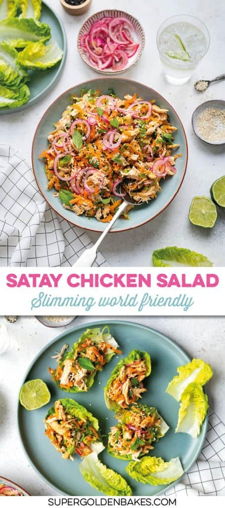 satay chicken salad collage pin