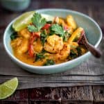 Shrimp curry with coconut milk and spinach