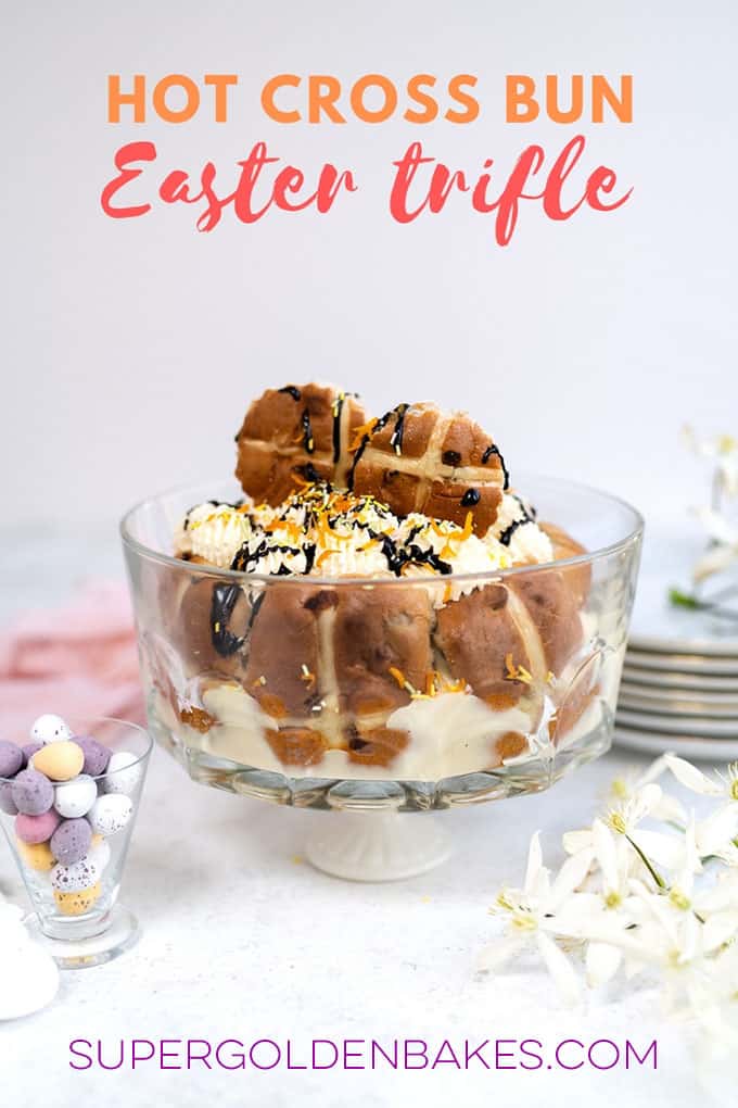 Easter trifle made with hot cross buns