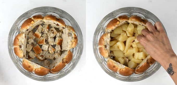 Assembling hot cross bun trifle