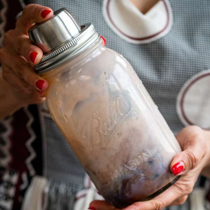 Shaking a chocolate martini
