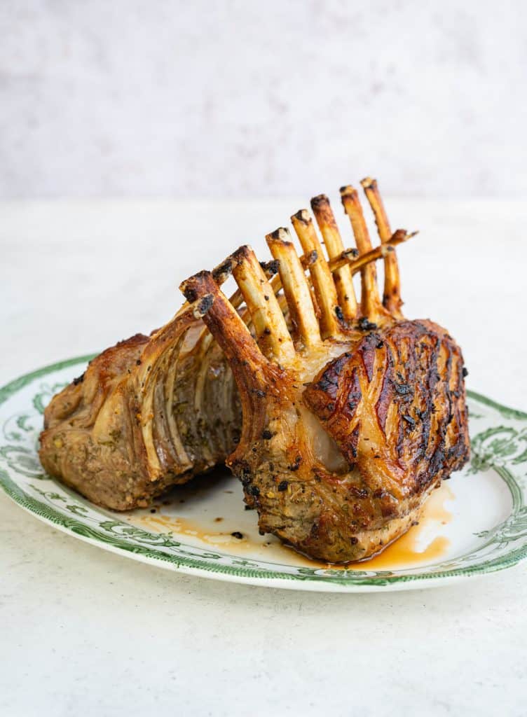Present your roast rack of lamb with the ribs interlocking for a “Guard of Honour”