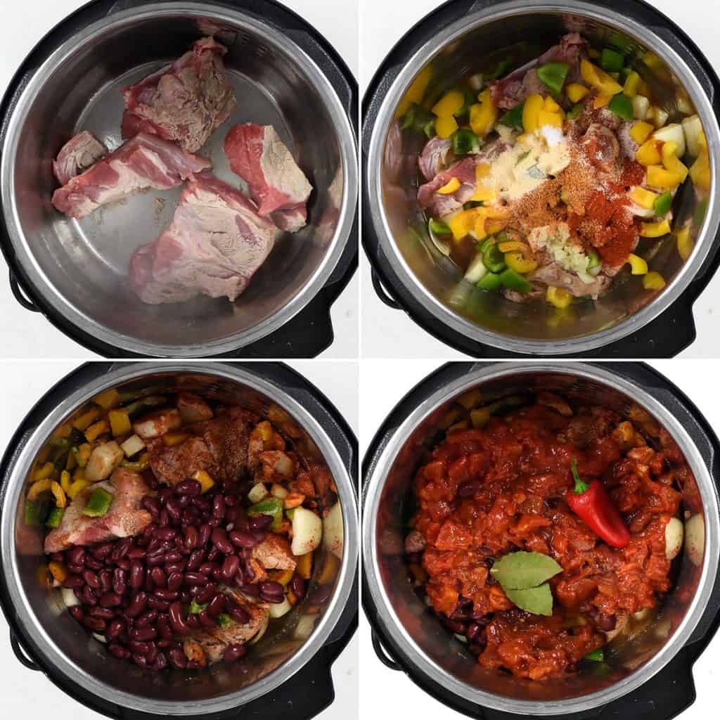 Collage showing Campfire Stew in a pressure cooker