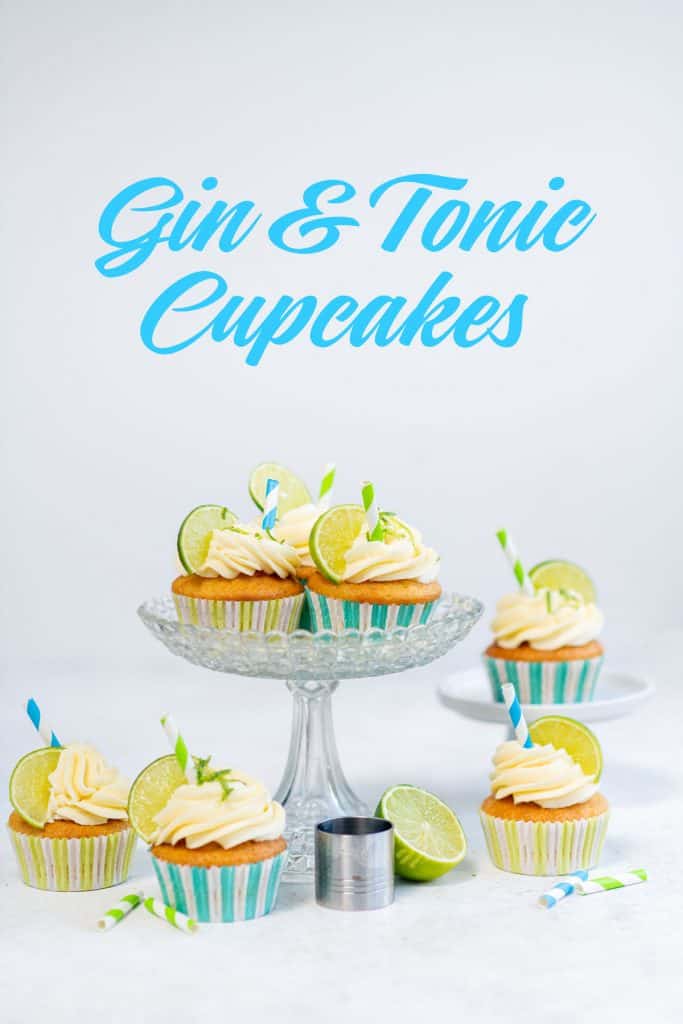 Gin and Tonic Cupcakes on a cake stand