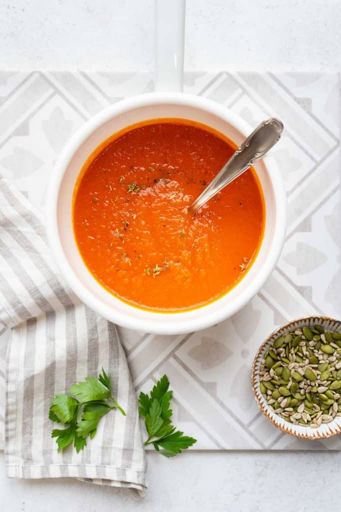 Pot of tomato soup