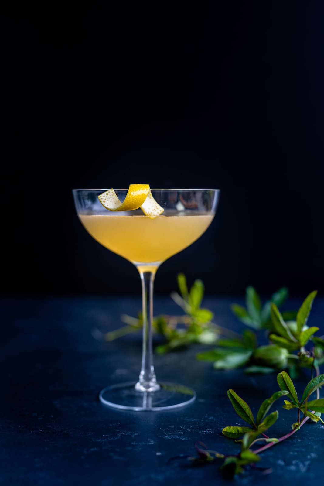 The Corpse Reviver 2 made with gin, Lillet, orange liqueur and absinthe in a cocktail glass