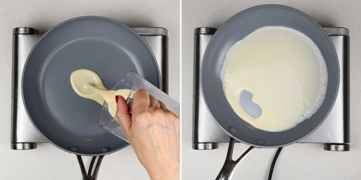 Cooking pancakes collage