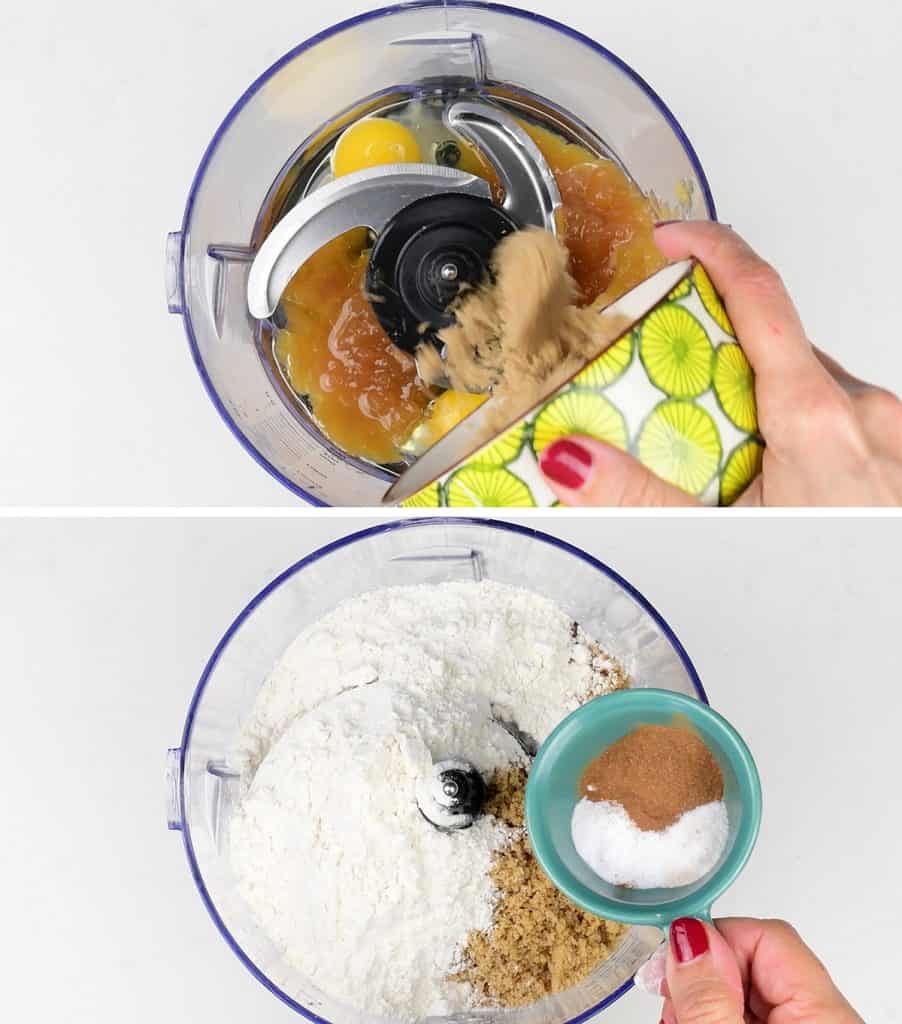 Making apple bread in a food processor collage
