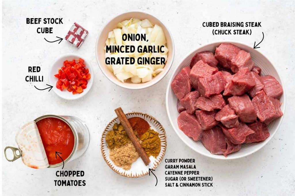 Beef curry ingredients