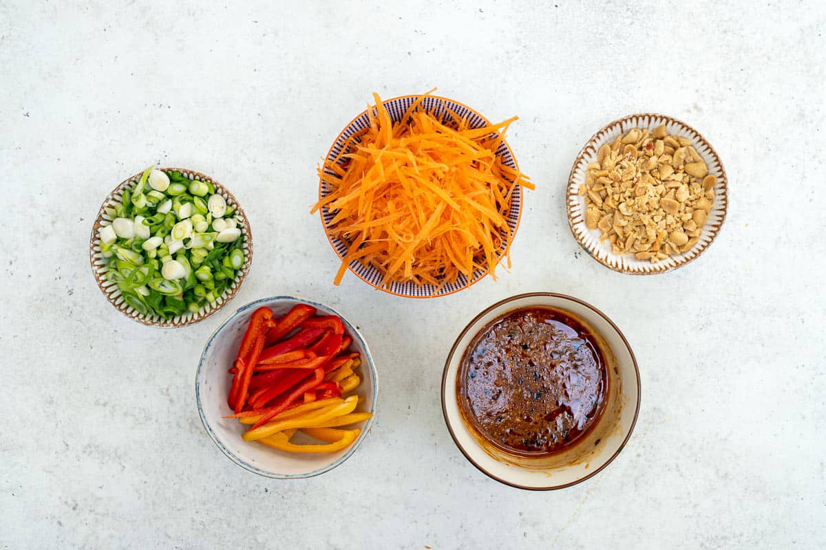 ingredients for spicy peanut noodles