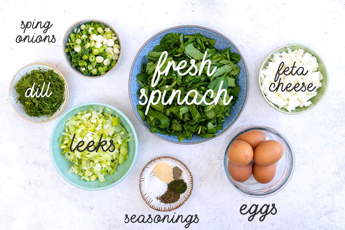 Crustless spinach quiche ingredients