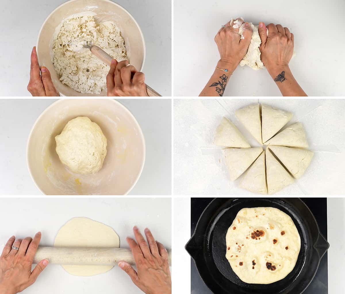 how to make two ingredient flatbreads collage