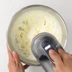 Whisking cream in a bowl