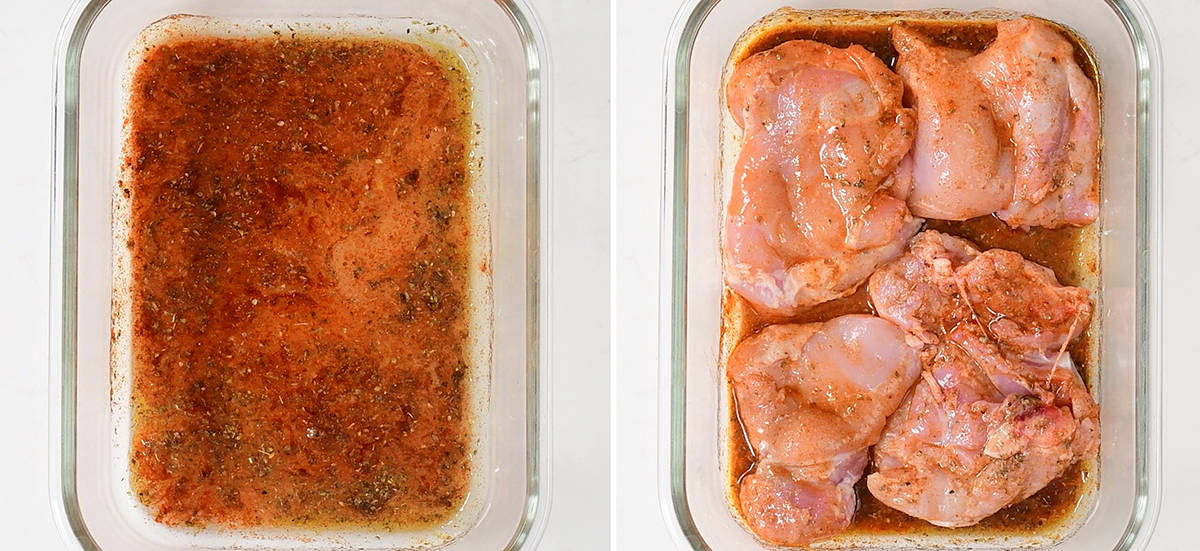 marinating chicken thighs collage