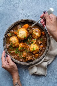 Slow Cooker Beef Stew and Dumplings - Supergolden Bakes