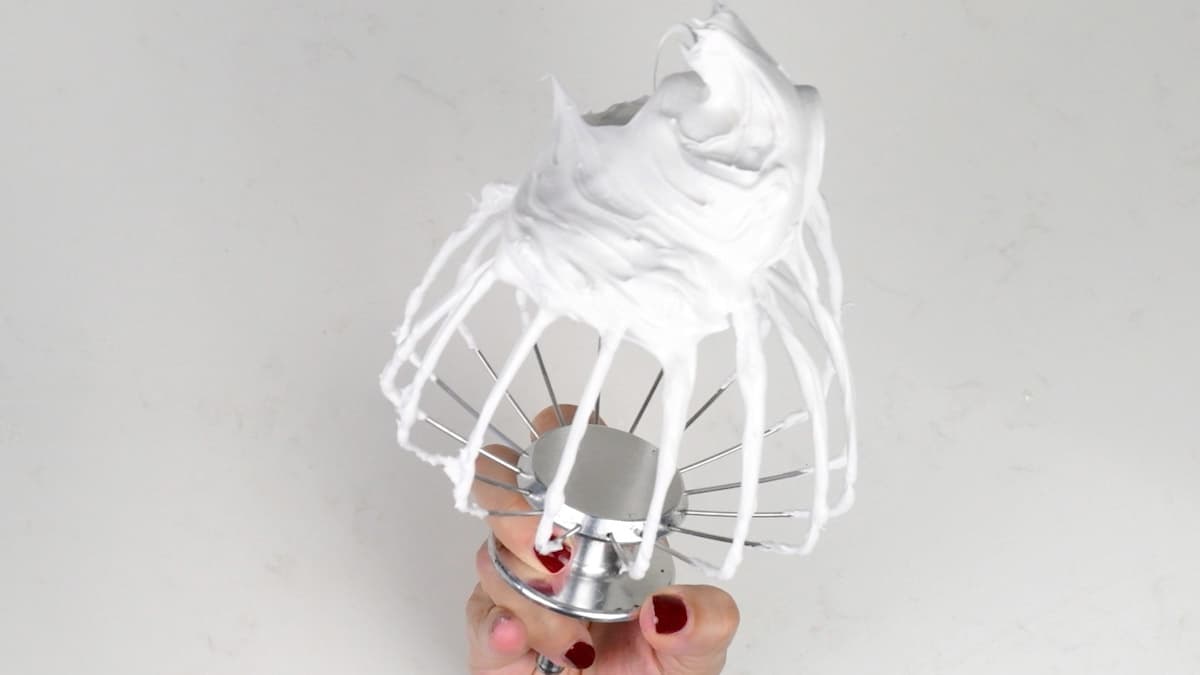 perfectly stiff meringue on stand mixer whisk