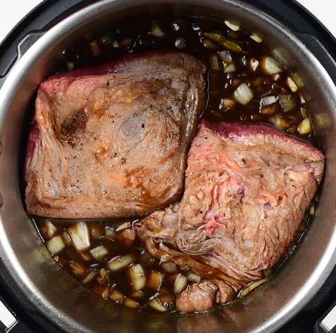 Instant Pot Brisket with Smashed Potatoes Supergolden Bakes