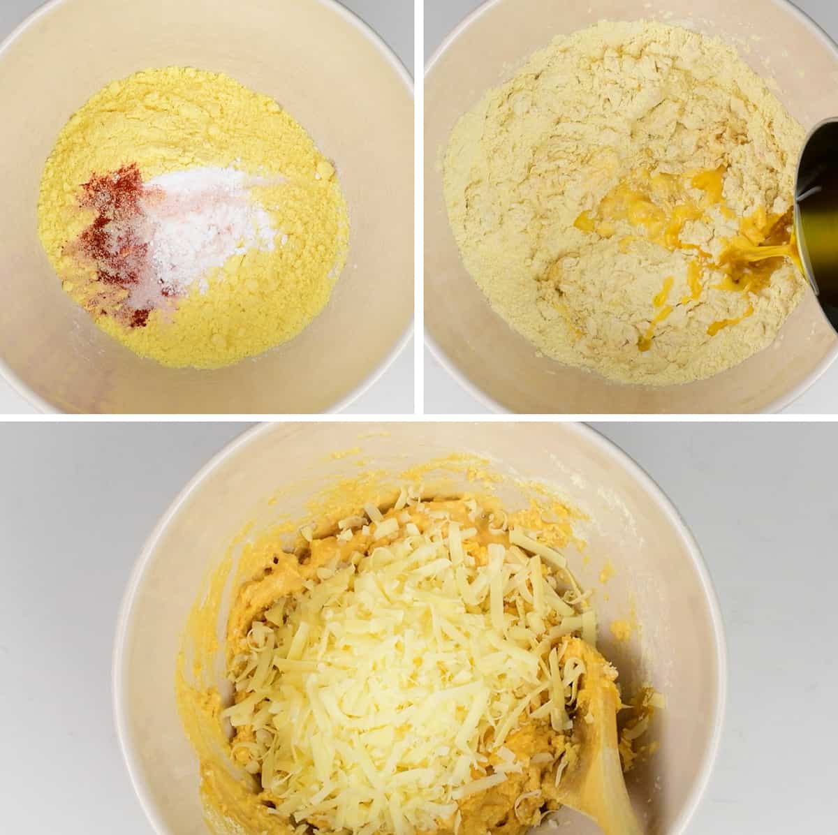 collage showing how to make cornbread dumplings