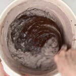 Making brownie batter in a mixing bowl