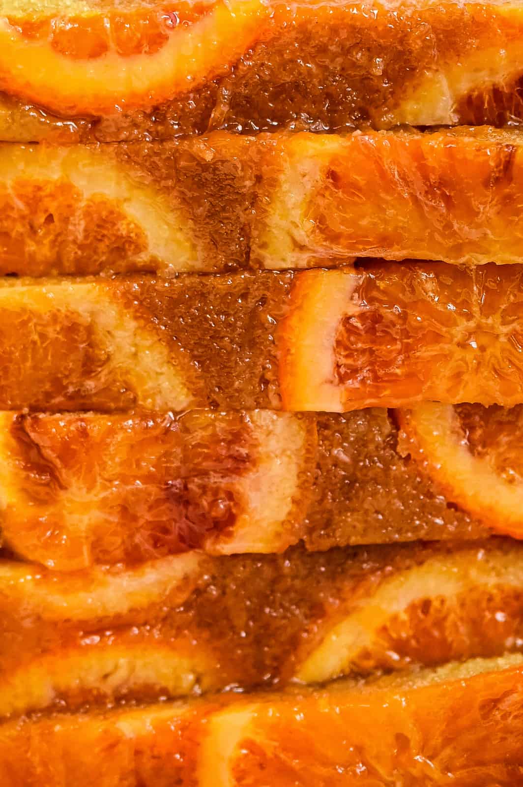 Close up on orange cake slices